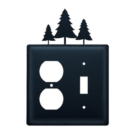 VILLAGE WROUGHT IRON Village Wrought Iron EOS-20 Pine Trees Outlet and Switch Cover - Black EOS-20